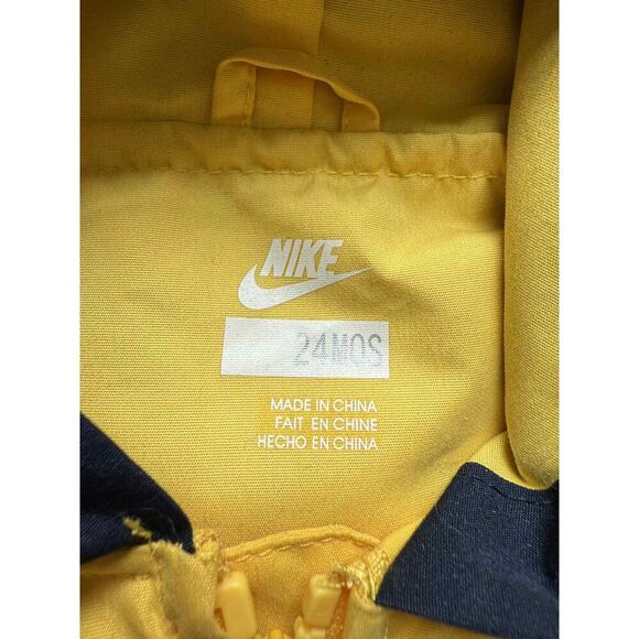 Nike Colorblock Long Sleeve Full Zip Hooded Windbreaker Jacket Yellow Boys 24Mos - Picture 8 of 8